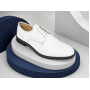 Pantofi Derby bărbați albi din piele naturală cu talpă neagră GKR103AB